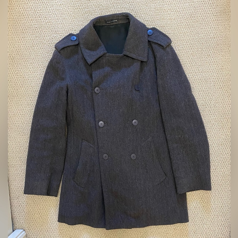 Vintage Agnès B Wool Coat with Original Coat cover. Men’s Size 48 or Medium.